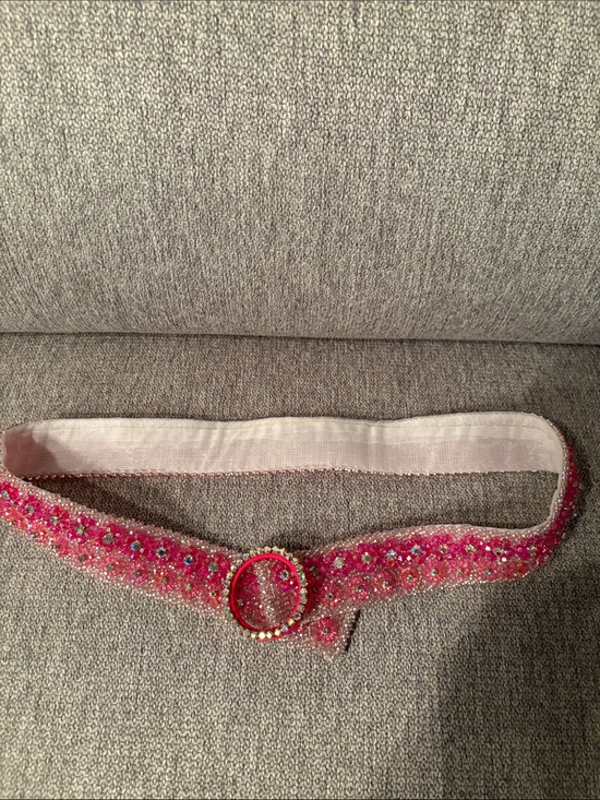Accessories - Pink Beaded Elastic Waist Belt with Decorative Buckle